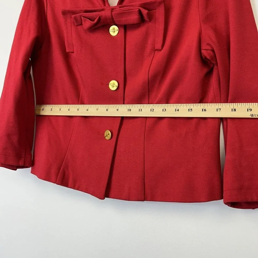 Cabi Red Blazer Jacket Womens‎ Size 8 Bow Beau